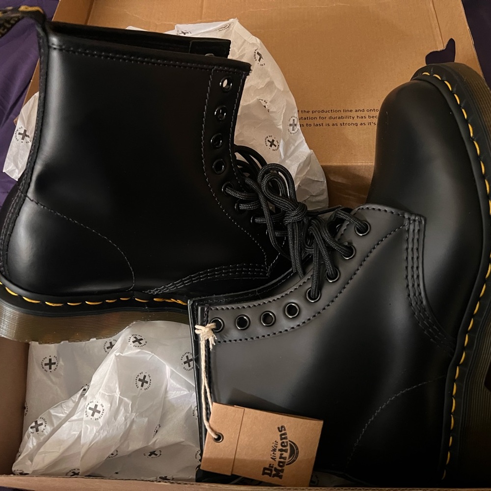 Black Dr. Marten’s smooth leather boots